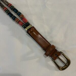 Brown Leather Beaded Women's Belt